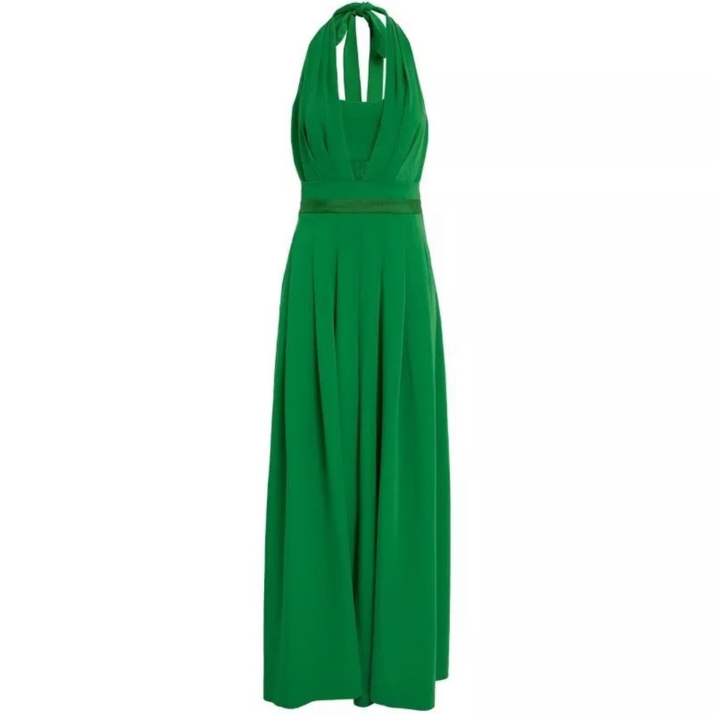 ME+EM Green 2-In-1 Wide-Leg Jumpsuit + Bandeau in Modern Crepe NWT